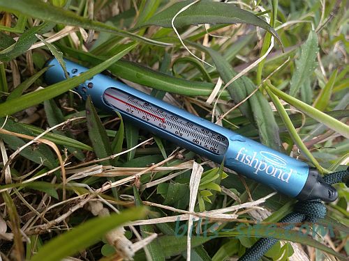 Fishpond fly fishing swift current thermometer