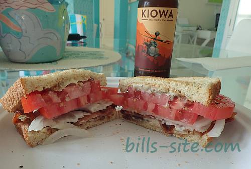 BLT sandwich with bacon garlic aioli spread