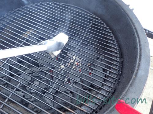 Oiling the hot grill grates