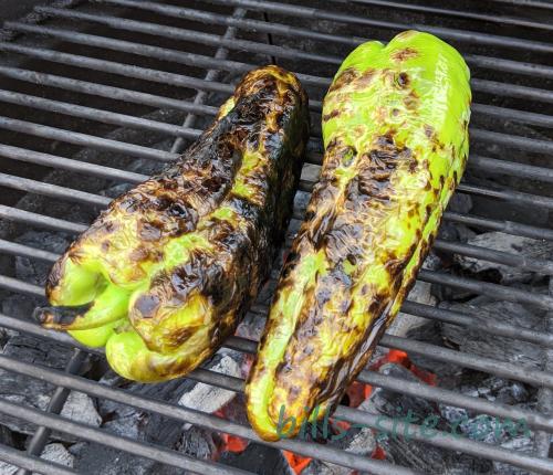 fire roasting our green chili peppers