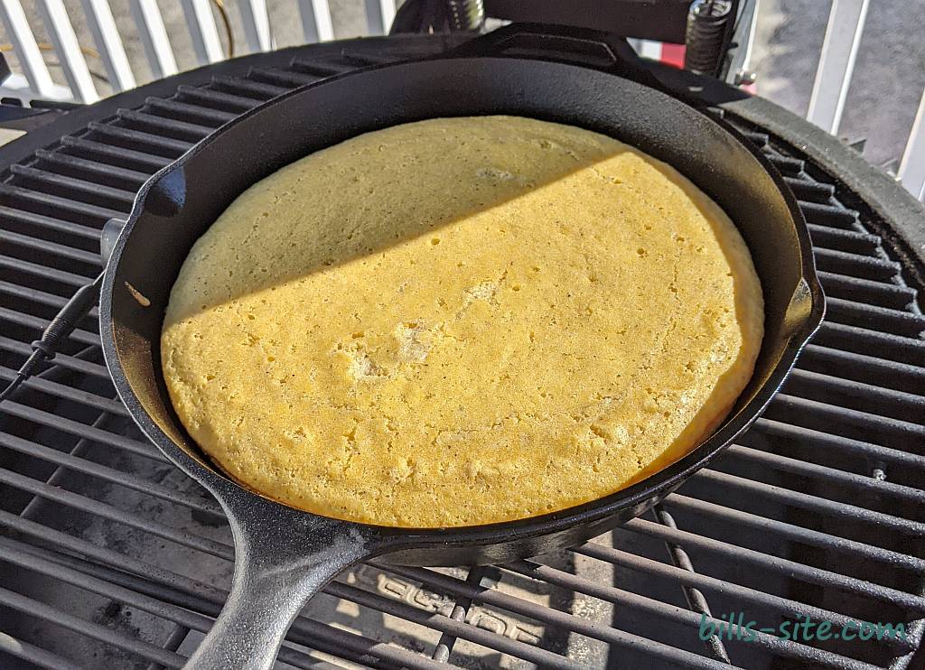 cornbread made with bacon grease has finished baking