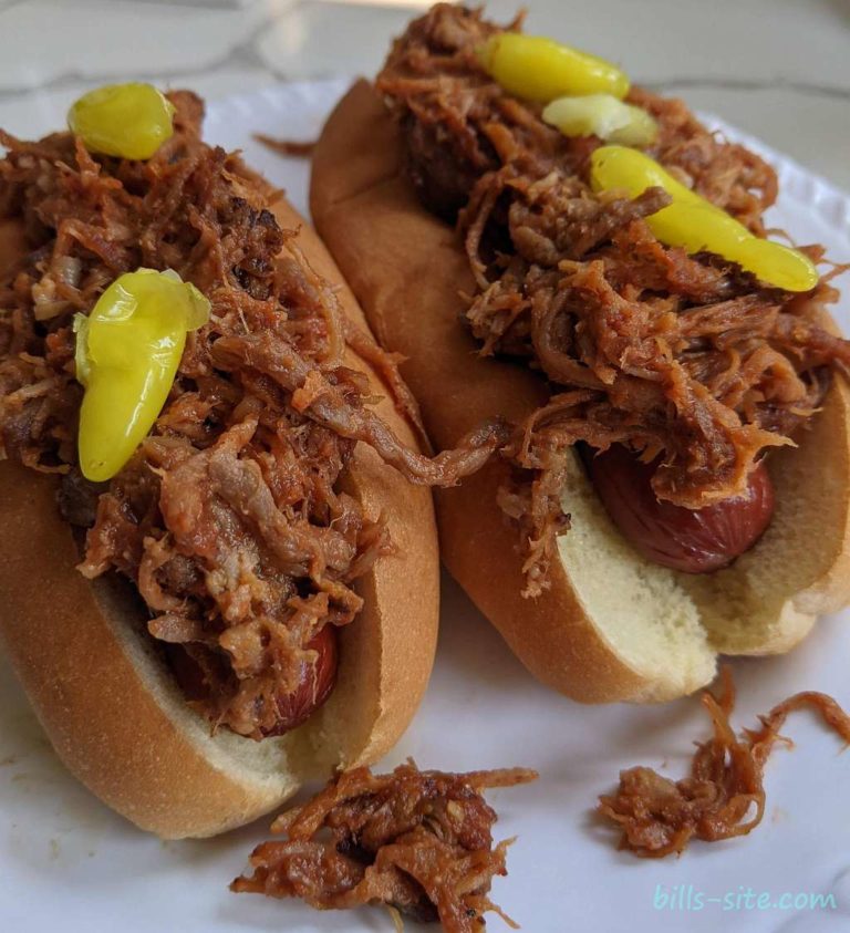 Smoked Hot Dogs with Pulled Pork - bills-site.com