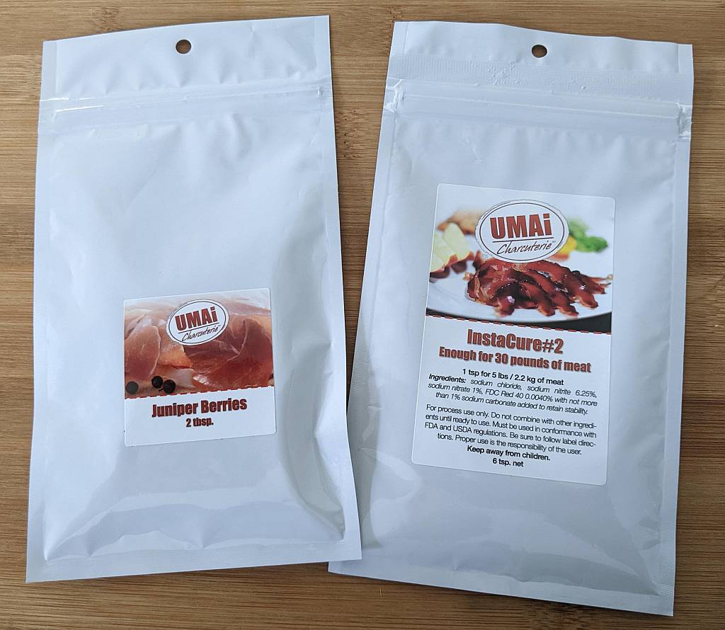 UMAi charcuterie kit spices and cure packets